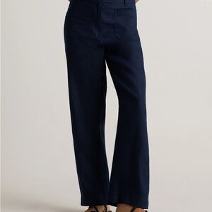 Quince European 100% Linen Patch Pocket Wide Leg Pant Size 10